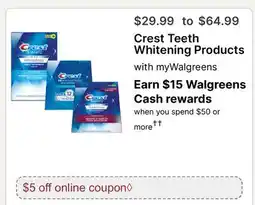 Walgreens Crest Teeth Whitening Products offer