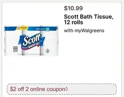 Walgreens Scott Bath Tissue, 12 rolls offer
