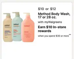 Walgreens Method Body Wash, 17 or 28 oz offer