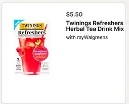 Walgreens Twinings Refresher Herbal Tea Drink Mix offer