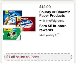 Walgreens Bounty or Charmin Paper Products offer