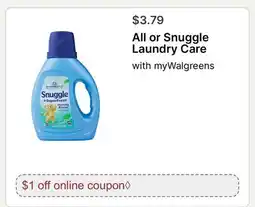 Walgreens All or Snuggle Laundry Care offer