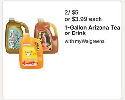 Walgreens 1-Gallon Arizona Tea or Drink offer