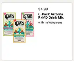 Walgreens 6-Pack Arizona RxMD Drink Mix offer