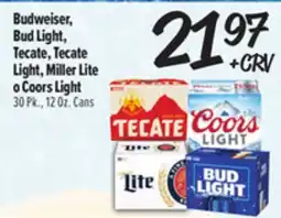 El Super Budweiser, Bud Light, Tecate, Tecate Light, Miller Lite o Coors Light offer