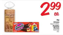 El Super Artesano Bread, 16-20 Oz. Marinela Snack Cake, 8 Ct offer