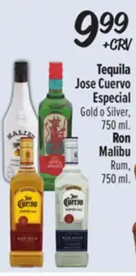 El Super Tequila Jose Cuervo Especial Gold o Silver, 750 ml. Ron Malibu Rum, 750 ml offer