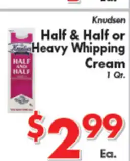 Valley Marketplace Knudsen Half & Half or Heavy Whipping Cream offer