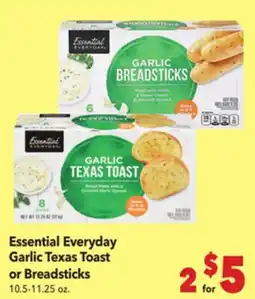 Vallarta Supermarkets Essential Everyday Garlic Texas Toast or Breadsticks offer