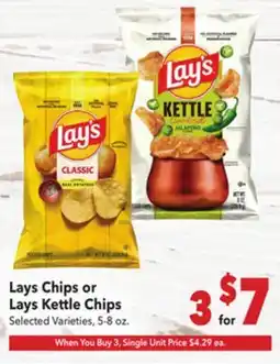 Vallarta Supermarkets Lays Chips or Lays Kettle Chips offer