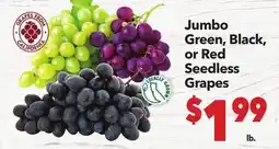 Vallarta Supermarkets Jumbo Green, Black, or Red Seedless Grapes offer
