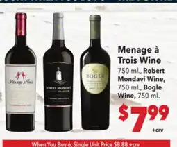 Vallarta Supermarkets Menage à Trois Wine offer