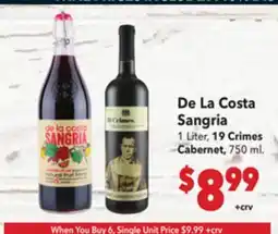Vallarta Supermarkets De La Costa Sangria offer