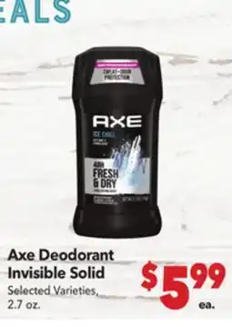 Vallarta Supermarkets Axe Deodorant Invisible Solid offer