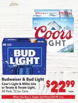 Vallarta Supermarkets Budweiser & Bud Light offer