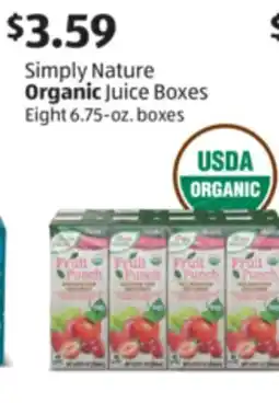 Aldi Simply Nature Organic Juice Boxes offer