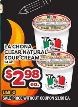 Torres Supermercado LA CHONA CLEAR'NATURAL SOUR CREAM offer