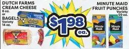 Torres Supermercado DUTCH FARMS CREAM CHEESE 8 oz. or BAGELS Variety 14 oz offer