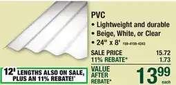 Menards PVC offer