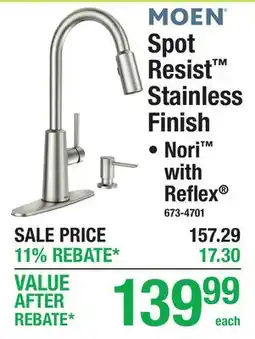 Menards MOEN Spot Resist Stainless Finish offer
