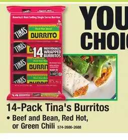 Menards 14-Pack Tina's Burritos offer