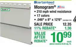 Menards CertainTeed Monogram offer