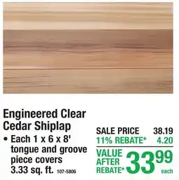 Menards Engineered Clear Cedar Shiplap offer