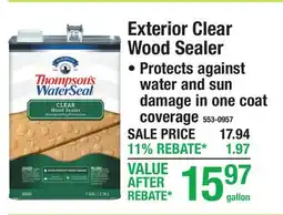 Menards Exterior Clear Wood Sealer offer