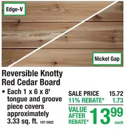 Menards WOOD PLANKS Reversible Knotty Red Cedar Board offer