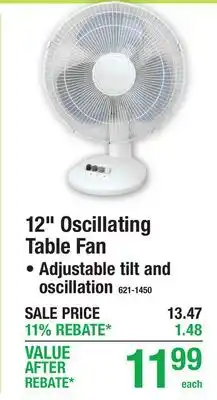 Menards 12 Oscillating Table Fan offer