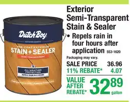 Menards Exterior Semi-Transparent Stain & Sealer offer