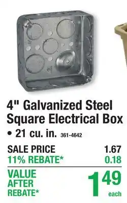 Menards 4 Galvanized Steel Square Electrical Box offer