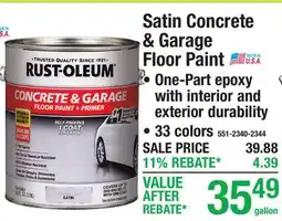 Menards Satin Concrete & Garage Floor Paint offer