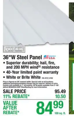 Menards 36W Steel Panel offer