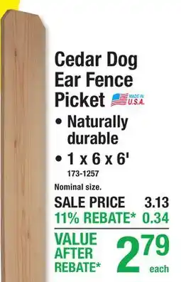 Menards Cedar Dog Ear Fence Picket offer
