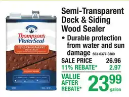 Menards Semi-Transparent Deck & Siding Wood Sealer offer