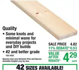 Menards PINE BOARDS Quality offer