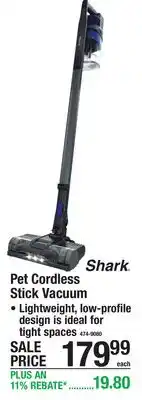 Menards Shark Pet Cordless Stick Vacuum offer