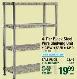 Menards 4-Tier Black Steel Wire Shelving Unit offer