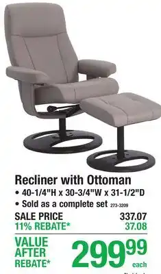 Menards Recliner with Ottoman offer