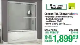 Menards Cocoon Tub/Shower Kit offer