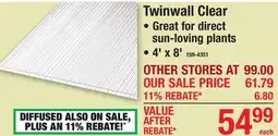 Menards Twinwall Clear PANELS offer