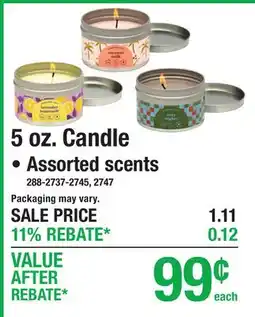 Menards 5 oz. Candle offer