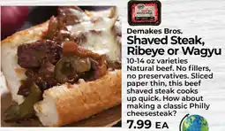 Sunset Foods Demakes Bros. Shaved Steak, Ribeye or Wagyu offer