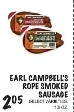 Foodarama Earl Campbell's rope smoked sausage offer