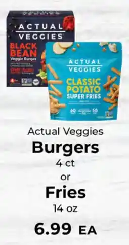 Sunset Foods Actual Veggies Burgers or Fries offer