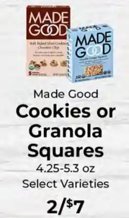 Sunset Foods Made Good Cookies or Granola Squares offer