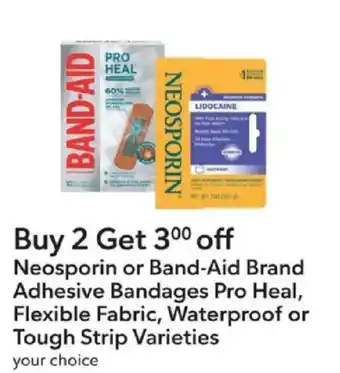 Neosporin or Band-Aid Brand Adhesive Bandages Pro Heal, Flexible Fabric, Waterproof or Tough Strip Varieties