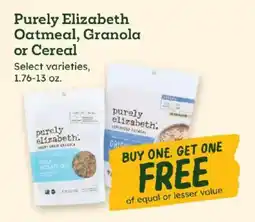 Sprouts Farmers Market Purely Elizabeth Oatmeal, Granola or Cereal offer