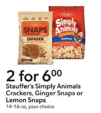 Stauffer's Simply Animals Crackers, Ginger Snaps or Lemon Snaps